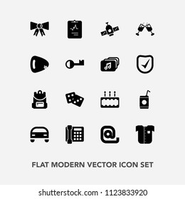 Modern, simple vector icon set with space, sweet, medical, heart, tie, bag, cake, wine, cardiology, medicine, success, message, liquid, shirt, car, vehicle, planet, envelope, dice, drink, phone icons