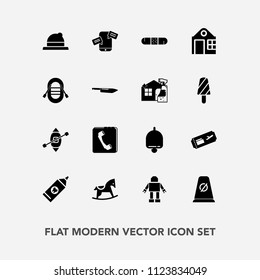 Modern, simple vector icon set with mobile, baby, business, house, sign, medical, machine, ship, health, air, brush, bell, cute, hat, robot, hygiene, communication, child, building, technology icons