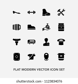 Modern, simple vector icon set with game, road, gym, food, wrench, boot, map, fitness, location, speed, avatar, hammer, cotton, bathroom, towel, fashion, transportation, money, cloth, tool, hat icons