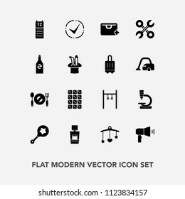 Modern, simple vector icon set with reparation, scan, agenda, tool, add, dessert, fork, xray, toy, white, sweet, calendar, check, drink, microscope, communication, food, rattle, baby, infant icons