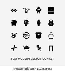 Modern, simple vector icon set with , sale, phone, machine, scan, air, soft, fashion, spacecraft, bag, pin, hat, chef, toy, food, conditioner, gardening, spaceship, cloth, spring, service, style icons