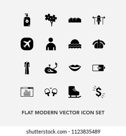 Modern, simple vector icon set with teeth, happy, skating, website, currency, winter, travel, cold, plane, game, battery, fashion, blossom, analytics, soap, female, tennis, lips, fun, ice, kid icons