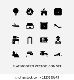 Modern, simple vector icon set with light, discount, parachute, medieval, shine, landscape, boy, package, country, sink, coupon, business, male, water, machine, office, extreme, scan, nation icons