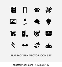 Modern, simple vector icon set with clean, book, fiction, fitness, game, city, brochure, seafood, monster, food, play, architecture, joystick, sushi, alien, frame, ufo, bunny, technology, cute icons