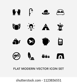 Modern, simple vector icon set with music, glove, tea, headwear, kilogram, conditioner, drink, clothing, black, hygiene, white, phone, double, old, media, fire, hat, fireplace, furniture, video icons