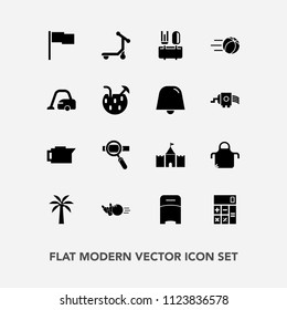 Modern, simple vector icon set with spoon, calculator, soccer, vacuum, cocktail, scooter, restaurant, furniture, research, technology, cleaner, coffee, ball, accounting, cafe, cook, football,  icons