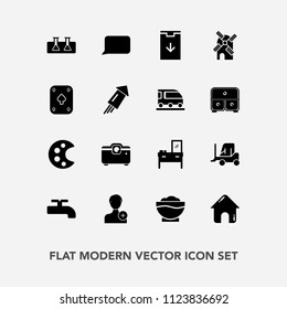 Modern, simple vector icon set with download, mill, wind, furniture, coffee, home, web, science, poker, crane, building, art, person, bubble, game, account, drawing, palette, cargo, transport icons