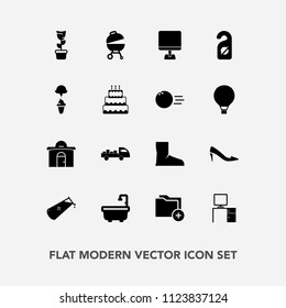 Modern, simple vector icon set with chemical, delivery, label, bathroom, toilet, hotel, pot, fashion, building, grill, chemistry, science, real, shipping, house, sweet, ice, laptop, machine, pc icons