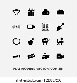 Modern, simple vector icon set with sand, video, office, beverage, television, work, business, meat, sandbox, light, present, smart, drink, table, grill, sky, extreme, plane, gadget, japanese icons