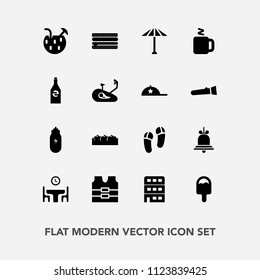 Modern, simple vector icon set with concept, bell, fruit, house, hot, safety, japanese, wagasa, architecture, notification, city, burger, clothing, food, cup, healthy, apple, summer, lifestyle icons
