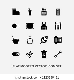 Modern, simple vector icon set with cut, chinese, sale, agenda, communication, spanner, waste, sport, leaf, cold, noodle, recycle, garbage, pillow, bowling, tool, ball, fashion, kitchen, tree,  icons
