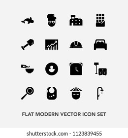 Modern, simple vector icon set with seafood, hygiene, hour, graphic, water, drink, child, rattle, fashion, kitchen, profile, white, glass, watch, human, infant, chinese, time, food, young, wine icons