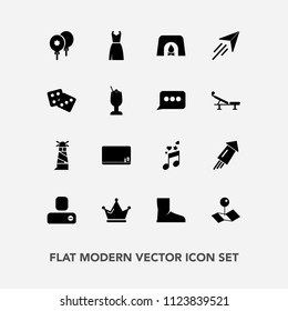 Modern, simple vector icon set with royal, music, flight, social, birthday, christmas, ocean, warm, fireplace, female, pointer, dress, king, paper, school, lighthouse, event, chalk, musical, sea icons