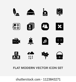 Modern, Simple Vector Icon Set With Child, Communication, Music, Alert, Sound, Notification, Handle, Pen, Sakura, Rain, Water, Play, Fun, Kid, Black, Video, Technology, Flower, Headwear, Style Icons