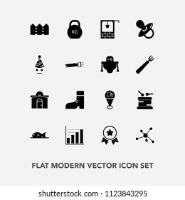 Modern, simple vector icon set with drum, well, white, old, meat, estate, baby, kilogram, boot, child, technology, place, music, real, kid, data, achievement, winner, pacifier, fashion, sign icons