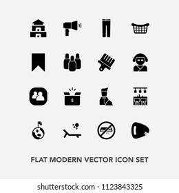 Modern, simple vector icon set with guitar, temple, travel, cardboard, sunny, megaphone, communication, vacation, musical, conditioner, package, music, earth, clothes, bar, white, globe, market icons