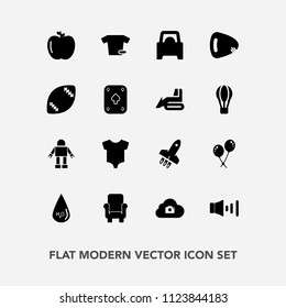 Modern, simple vector icon set with car, football, celebration, american, apple, play, birthday, guitar, chair, stadium, machine, food, ball, photo, child, healthy, drop, baby, clothing, fashion icons