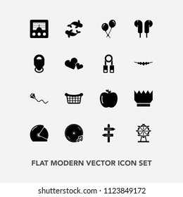 Modern, simple vector icon set with wheel, sky, carousel, basket, birthday, helmet, store, business, healthy, london, king, motorcycle, radio, direction, queen, wireless, arrow, music, rider icons