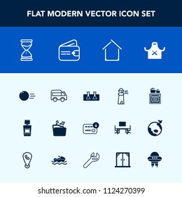 Modern, simple vector icon set with laboratory, light, money, xray, direction, scan, finance, kitchen, science, music, wallet, modern, estate, time, water, oven, machine, highway, move, left icons