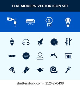 Modern, simple vector icon set with substitute, balloon, transport, award, food, conditioner, music, sound, asia, winner, bamboo, medicine, coffee, equipment, change, conditioning, cup, profile icons