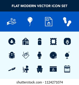 Modern, simple vector icon set with music, space, coin, list, pepper, alien, time, birthday, radio, hand, remove, salt, sound, photo, money, finance, monster, seasoning, microphone, border, ufo icons