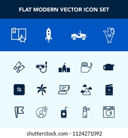 Modern, simple vector icon set with sea, stamp, video, kettle, spy, mask, vase, summer, search, record, rocket, pottery, camera, book, tv, postage, water, open, hot, decoration, click, snorkel icons