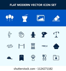 Modern, simple vector icon set with timer, hour, department, scale, photo, image, water, temperature, sand, industry, education, fence, replacement, clock, justice, white, replace, decoration icons