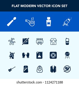 Modern, simple vector icon set with tower, stationary, paris, classic, spoon, dental, landmark, astronomy, spy, mill, glasses, menu, machine, kitchen, vision, phone, electricity, building, glove icons