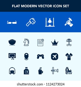 Modern, simple vector icon set with food, strategy, king, modern, contract, chemistry, sun, house, research, foreman, axe, game, estate, frame, bowl, empty, dish, screwdriver, achievement, real icons