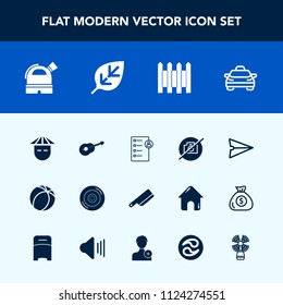 Modern, simple vector icon set with people, knife, protection, auto, soccer, transport, young, transportation, checklist, music, car, email, web, fence, guitar, musical, communication, tire, no icons
