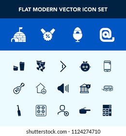 Modern, simple vector icon set with cell, sound, blossom, technology, sugar, snow, property, drink, flower, house, estate, baby, decoration, easter, arrow, coffee, up, holiday, envelope, spring icons