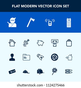 Modern, simple vector icon set with coin, technology, space, machine, account, bag, weapon, reminder, agenda, folder, office, ninja, japan, bomb, people, money, wrench, falling, celebration, atm icons