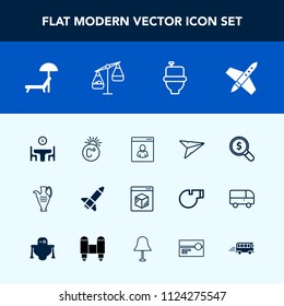 Modern, simple vector icon set with decoration, spaceship, business, profile, search, space, measurement, jug, balance, food, table, bathroom, find, home, chair, launch, weight, online, summer icons