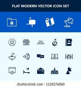 Modern, simple vector icon set with security, girl, nature, tap, interior, book, faucet, safety, globe, bubble, location, telephone, planet, speech, jetliner, head, estate, sink, table, young icons