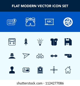 Modern, simple vector icon set with japanese, wear, kamon, board, spaceship, launch, science, arrow, party, business, message, balance, shirt, white, technology, shorts, japan, web, computer icons
