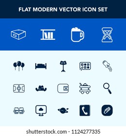 Modern, simple vector icon set with pitch, finance, chinese, money, food, orchestra, cup, soccer, double, craft, birthday, drawer, cash, musical, hour, music, cap, clothing, timer, space, rocket icons