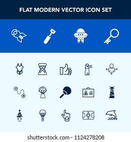 Modern, simple vector icon set with sky, hot, table, direction, sport, swimsuit, hour, house, tennis, balloon, war, spaceship, travel, woman, timer, sand, destination, door, bomb, space, water icons