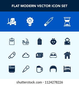 Modern, Simple Vector Icon Set With Bag, Graph, Cute, Stationery, Kid, Science, Marine, Car, Hourglass, Office, Truck, War, People, Cosmonaut, Cargo, Document, Ship, Hour, Clock, Cosmos, Food Icons