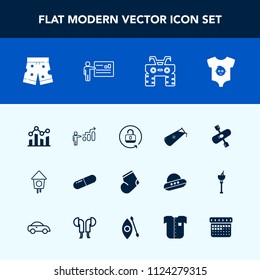 Modern, simple vector icon set with growth, clothing, home, wooden, lock, winter, science, bird, pill, water, activity, medical, warm, wear, finance, open, kayak, security, socks, river, shorts icons