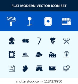 Modern, simple vector icon set with beautiful, hammer, paint, trailer, spaceship, picture, vacation, water, ufo, boat, kimono, food, supermarket, brush, canoe, geisha, wrench, spanner, asian icons