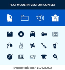 Modern, simple vector icon set with profile, education, telephone, technology, planet, powder, auto, human, vehicle, clothing, new, mobile, health, real, business, literature, building, orbit icons