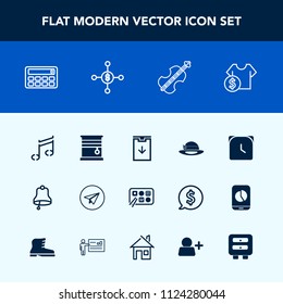 Modern, simple vector icon set with chinese, cost, message, musical, add, house, window, minute, sound, communication, account, web, violoncello, calculator, cello, dollar, watch, shop, home icons