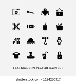 Modern, simple vector icon set with internet, sunrise, futuristic, drone, sunset, hook, pack, file, juice, power, fruit, security, fashion, full, mark, web, control, footwear, hat, fresh, folder icons