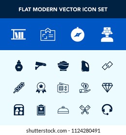 Modern, simple vector icon set with surveillance, nurse, sign, radio, medical, identity, grilled, care, hyperlink, fashion, safety, personal, place, north, bottle, book, library, communication icons