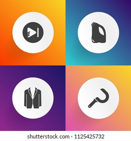 Modern, simple vector icon set on gradient backgrounds with web, black, suit, garbage, play, recycling, digital, container, rural, waste, recycle, old, tool, manager, agriculture, farming, male icons