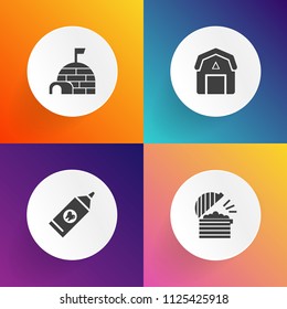 Modern, simple vector icon set on gradient backgrounds with drink, winter, meat, arctic, paste, white, old, mountains, cold, ice, house, tooth, forest, clean, healthy, care, beverage, menu, snow icons