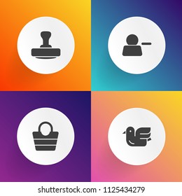 Modern, simple vector icon set on gradient backgrounds with web, mark, agreement, brown, ink, leather, freedom, bag, sky, user, accept, modern, handle, group, background, office, bird, sign, add icons