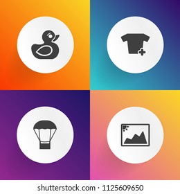 Modern, simple vector icon set on gradient backgrounds with old, yellow, transport, retro, bath, blank, water, hot, toy, image, animal, plastic, frame, sign, bathroom, shirt, textile, clothing icons