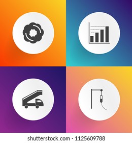 Modern, simple vector icon set on gradient backgrounds with health, dessert, service, hospital, bakery, nurse, business, bread, drug, chocolate, sign, truck, care, medicine, breakfast, pharmacy icons