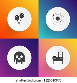 Modern, simple vector icon set on gradient backgrounds with earth, extraterrestrial, fantasy, celebration, futuristic, object, planet, home, celebrate, galaxy, humanoid, door, system, modern icons